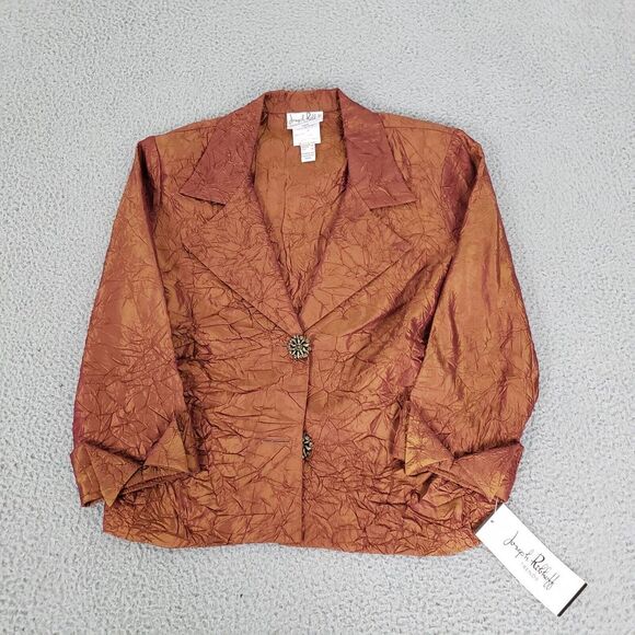 VINTAGE Joseph Ribkoff Jacket Womens 10 Orange Solid Casual Dress Suit‎ Coat New - Picture 4 of 11